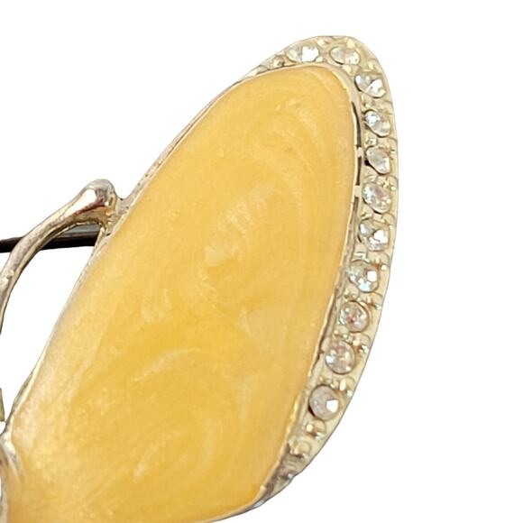 Vintage Butterfly Brooch Lot Enamel Rhinestone Gold Tone Pin Yellow Blue - Picture 5 of 12